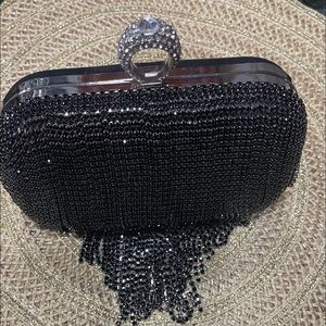 Black and silver evening clutch